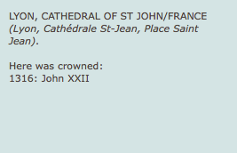 LYON, CATHEDRAL OF ST JOHN/FRANCE (Lyon, Cathédrale St-Jean, Place Saint Jean). Here was crowned: 1316: John XXII 